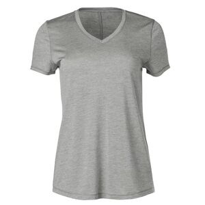BCG Women's Turbo Melange V-Neck Gray Short Sleeve Tee, Sz Large